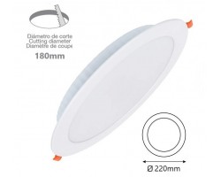 Downlight LED Redondo 220mm Blanco 22W, Corte 180mm. Ideal para Techos Lamas